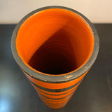 Italian Mid-Century Modern Orange Black Striped Art Pottery Vase