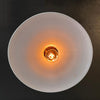 Large Industrial Milk Glass Disc Pendant Light - 17.5"
