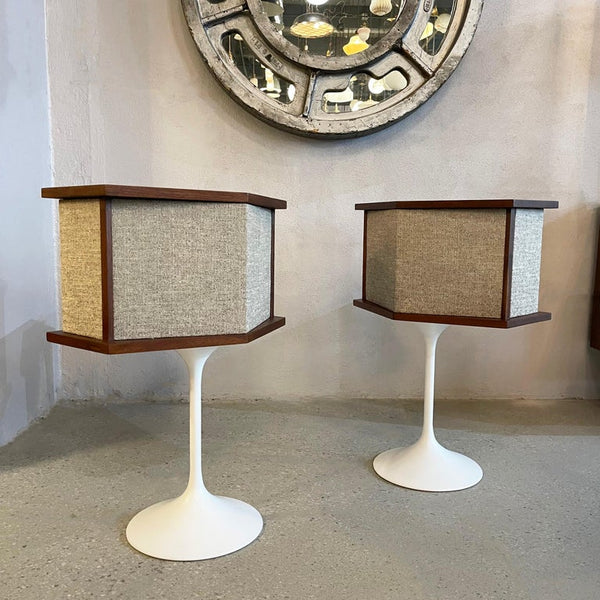 Vintage Bose 901 Series Speakers On Eero Saarinen Tulip Bases