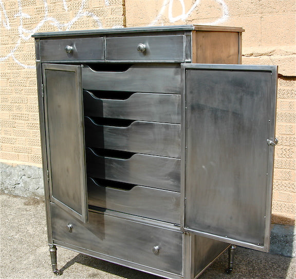 simmons metal dresser Vintage Simmons brushed steel armoire – cityFoundry