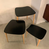 Mid Century Modern Black Lacquered Biomorphic Nesting Tables