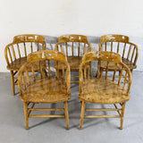 Early 20th Century Rustic Oak Firehouse Dining Chairs