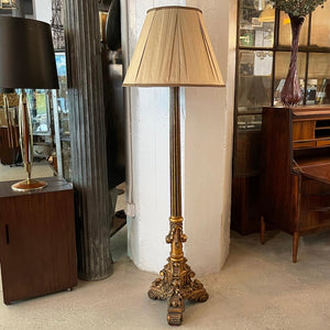 Tall Ornate Carved Gilt Composite Floor Lamp