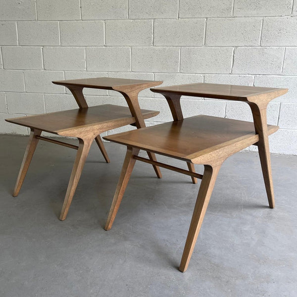 Vintage Mid Century Modern Step End Tables By John Van Koert