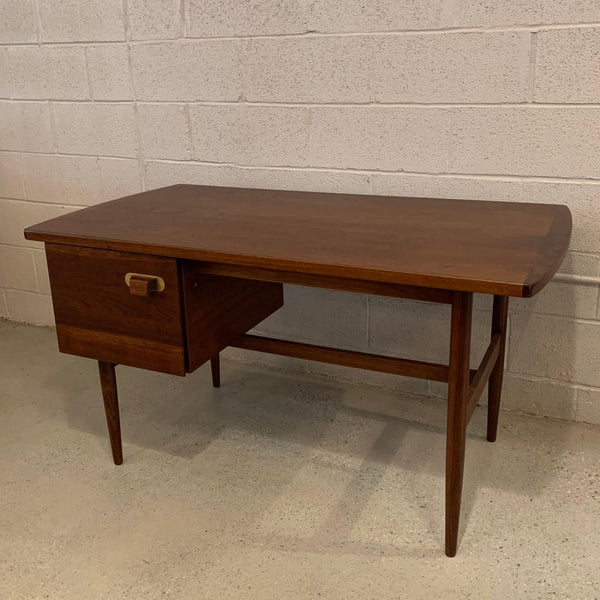 Mid Century Modern Walnut and Brass Desk By Jens Risom – cityFoundry