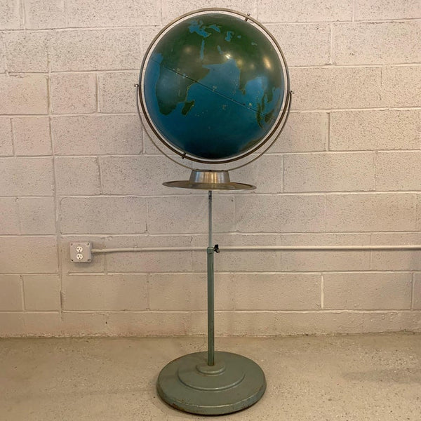 置物 ANTIQUE (A.J.NYSTROM&CO ) MILITARY GLOBE Vintage Industrial Military Standing Chalk Globe By A.J. Nystrom