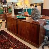 Scandinavian Modern Curved Front Rosewood Tambour Credenza