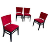 Red Velvet Ebonized Oak Café Dining Chairs