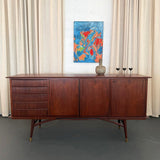 Scandinavian Modern Teak Sideboard Credenza With Pull-Out Tray
