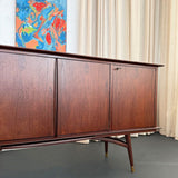 Scandinavian Modern Teak Sideboard Credenza With Pull-Out Tray