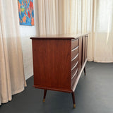 Scandinavian Modern Teak Sideboard Credenza With Pull-Out Tray
