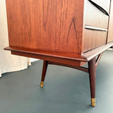 Scandinavian Modern Teak Sideboard Credenza With Pull-Out Tray