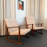 Danish Modern Lattice Back Partner Lounge Chairs By Ib Kofod-Larsen For Selig