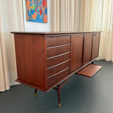 Scandinavian Modern Teak Sideboard Credenza With Pull-Out Tray