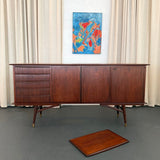 Scandinavian Modern Teak Sideboard Credenza With Pull-Out Tray
