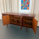 Scandinavian Modern Teak Sideboard Credenza With Pull-Out Tray