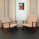 Danish Modern Lattice Back Partner Lounge Chairs By Ib Kofod-Larsen For Selig