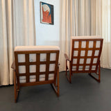 Danish Modern Lattice Back Partner Lounge Chairs By Ib Kofod-Larsen For Selig