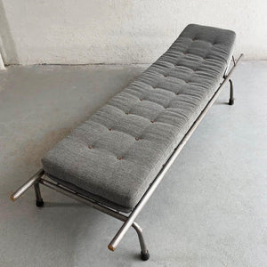 Industrial Brushed Steel Chaise Longue