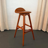 Scandinavian Modern Teak Leather Model OD61 Bar Stool By Erik Buch