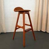 Scandinavian Modern Teak Leather Model OD61 Bar Stool By Erik Buch