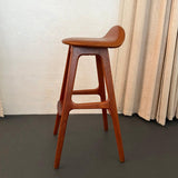Scandinavian Modern Teak Leather Model OD61 Bar Stool By Erik Buch