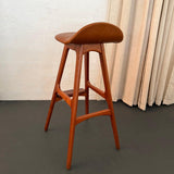 Scandinavian Modern Teak Leather Model OD61 Bar Stool By Erik Buch