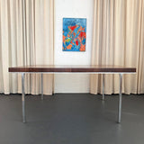 Swiss Mid-Century Modern Burl Walnut Chrome Extension Dining Table, John Stuart