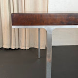 Swiss Mid-Century Modern Burl Walnut Chrome Extension Dining Table, John Stuart