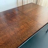 Swiss Mid-Century Modern Burl Walnut Chrome Extension Dining Table, John Stuart