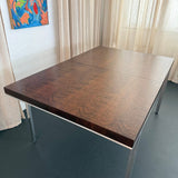 Swiss Mid-Century Modern Burl Walnut Chrome Extension Dining Table, John Stuart