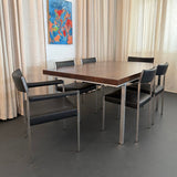 Minimalist Leather Dining Chairs By Ernst Lauclair For Girsberger, Switzerland