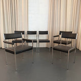 Minimalist Leather Dining Chairs By Ernst Lauclair For Girsberger, Switzerland