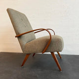 Mid-Century Modern Bentwood Upholstered Armchair By Jaroslav Smidek