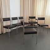 Minimalist Leather Dining Chairs By Ernst Lauclair For Girsberger, Switzerland