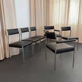 Minimalist Leather Dining Chairs By Ernst Lauclair For Girsberger, Switzerland