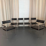 Minimalist Leather Dining Chairs By Ernst Lauclair For Girsberger, Switzerland