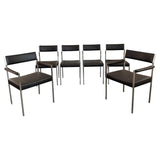 Minimalist Leather Dining Chairs By Ernst Lauclair For Girsberger, Switzerland