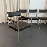 Minimalist Leather Dining Chairs By Ernst Lauclair For Girsberger, Switzerland