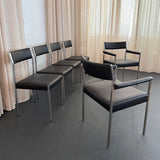 Minimalist Leather Dining Chairs By Ernst Lauclair For Girsberger, Switzerland