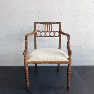 Antique Egyptian Revival Carved Maple Armchair