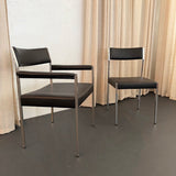 Minimalist Leather Dining Chairs By Ernst Lauclair For Girsberger, Switzerland