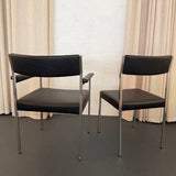 Minimalist Leather Dining Chairs By Ernst Lauclair For Girsberger, Switzerland