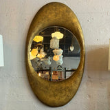 Antique Early 20th Century Cast Zinc Metal Gilt Oval Mirror
