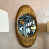 Antique Early 20th Century Cast Zinc Metal Gilt Oval Mirror
