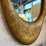 Antique Early 20th Century Cast Zinc Metal Gilt Oval Mirror