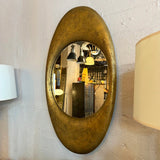 Antique Early 20th Century Cast Zinc Metal Gilt Oval Mirror