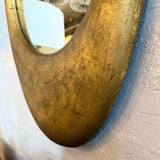 Antique Early 20th Century Cast Zinc Metal Gilt Oval Mirror