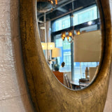 Antique Early 20th Century Cast Zinc Metal Gilt Oval Mirror