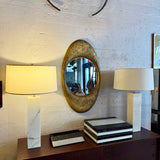 Antique Early 20th Century Cast Zinc Metal Gilt Oval Mirror